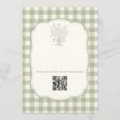 Sage Green Gingham Floral QR Code Bridal Shower Einladung (Rückseite)