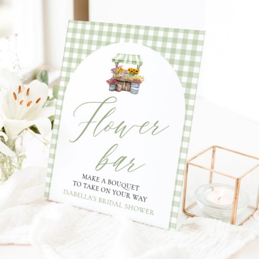 Sage Green Gingham Fresh Off Market Blume Bar Sockelschild