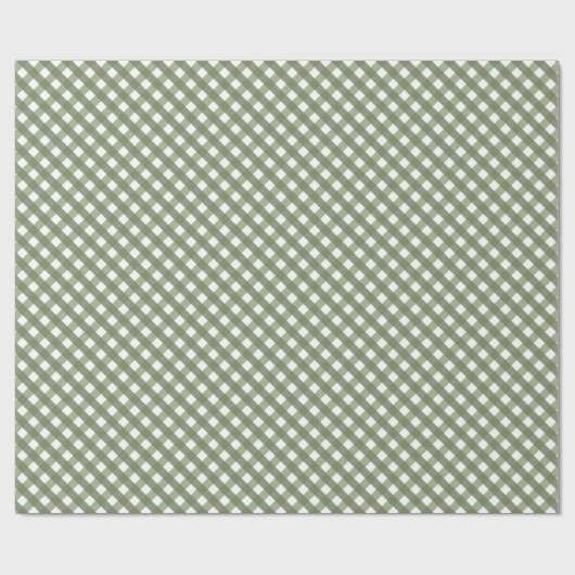 Sage Green Gingham Gemustert Geschenkpapier (Flach)