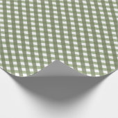 Sage Green Gingham Gemustert Geschenkpapier (Ecke)