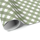 Sage Green Gingham Gemustert Geschenkpapier (Rolleneckpunkt)