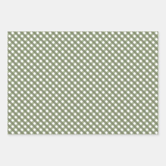 Sage Green Gingham Gemustert Geschenkpapier Set (Vorderseite 2)