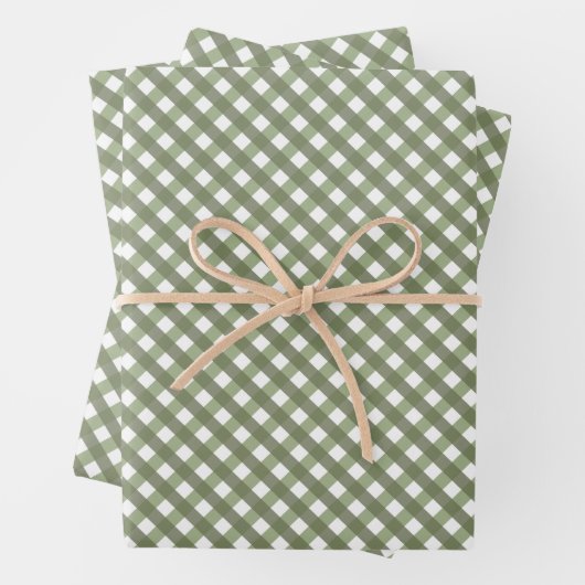 Sage Green Gingham Gemustert Geschenkpapier Set (Beispiel)