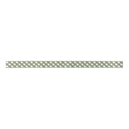 Sage Green Gingham Gemustert Satinband (Vorderseite)