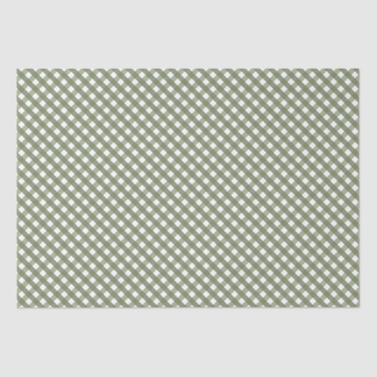 Sage Green Gingham Gemustert Seidenpapier (Vorderseite)