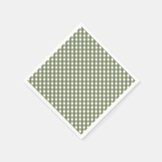 Sage Green Gingham Gemustert Serviette (Ecke)