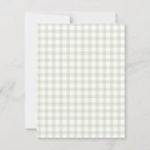 Sage Green Gingham Gender Neutral Oh Baby Dusche Einladung (Rückseite)
