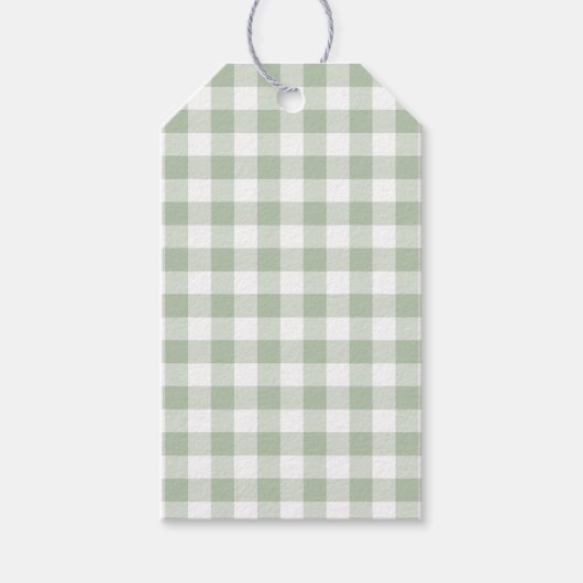 Sage Green Gingham Gift Tags Geschenkanhänger (Vorderseite)