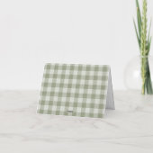 Sage Green Gingham Goose Buffalo Check Baby Shower Dankeskarte (Rückseite)