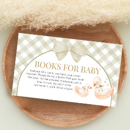 Sage Green Gingham Goose Shower Books for Baby Begleitkarte