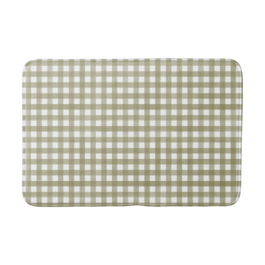 Sage Green Gingham Kariert Gemustert Badematte (Vorderseite)