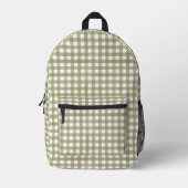 Sage Green Gingham Kariert Gemustert Bedruckter Rucksack (Vorderseite)