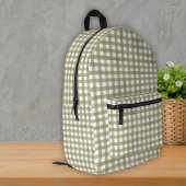 Sage Green Gingham Kariert Gemustert Bedruckter Rucksack