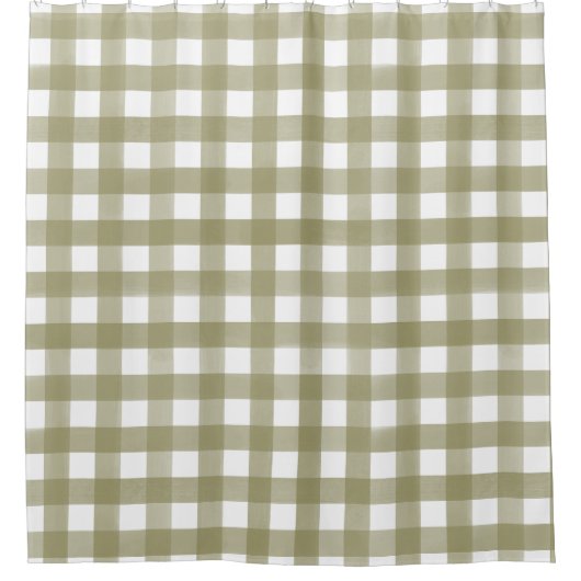 Sage Green Gingham Kariert Gemustert Duschvorhang (Vorderseite)