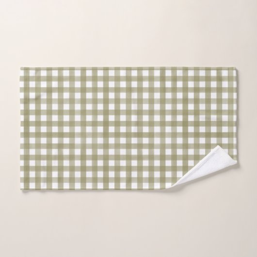 Sage Green Gingham Kariert Gemustert Handtuch (Handtuch)
