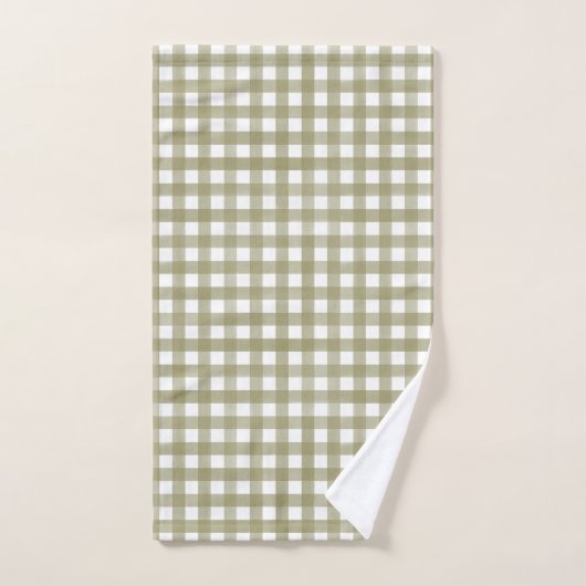 Sage Green Gingham Kariert Gemustert Handtuch (Handtuch)