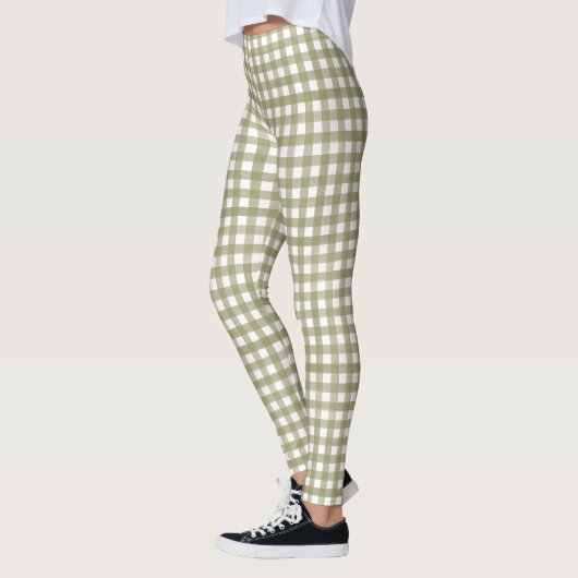 Sage Green Gingham Kariert Gemustert Leggings (Links)