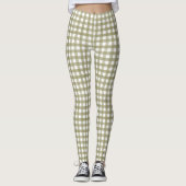 Sage Green Gingham Kariert Gemustert Leggings (Vorderseite)