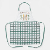 Sage Green Gingham Kariert Pattern Kitchen Utensil Schürze (Vorderseite)