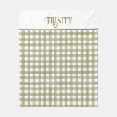 Sage Green Gingham Kariert Personalisiert Fleecedecke (Vorderseite)