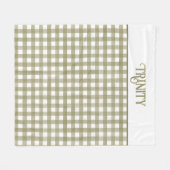 Sage Green Gingham Kariert Personalisiert Fleecedecke (Vorderseite (Horizontal))