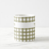 Sage Green Gingham Kariert Personalisiert Kaffeetasse (Mittel)