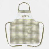 Sage Green Gingham Kariert Personalisiert Schürze (Vorderseite)