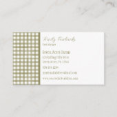 Sage Green Gingham Kariert Visitenkarte (Vorderseite)