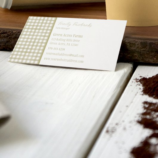 Sage Green Gingham Kariert Visitenkarte