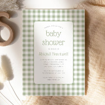 Sage Green Gingham Karo Babydusche
