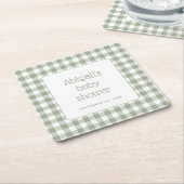 Sage Green Gingham Karo Rustic Baby Dusche Rechteckiger Pappuntersetzer (angewinkelt)