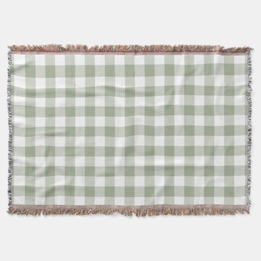 Sage Green Gingham Karo Rustikal Decke (Vorderseite)