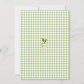 Sage Green Gingham Little Sprout Baby Shower Einladung (Rückseite)