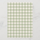 Sage Green Gingham Locally Grown Baby Shower Einladung (Rückseite)