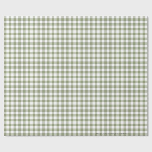 Sage Green Gingham Neutral Elegante Karos Muster Geschenkpapier (Flach)