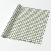 Sage Green Gingham Neutral Elegante Karos Muster Geschenkpapier (Ungerollt)