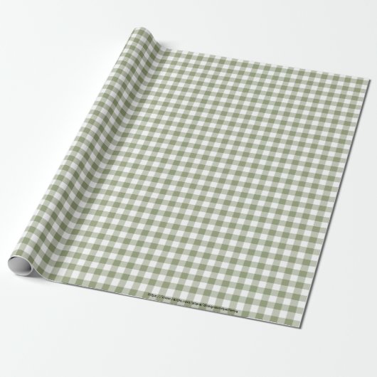 Sage Green Gingham Neutral Elegante Karos Muster Geschenkpapier (Ungerollt)