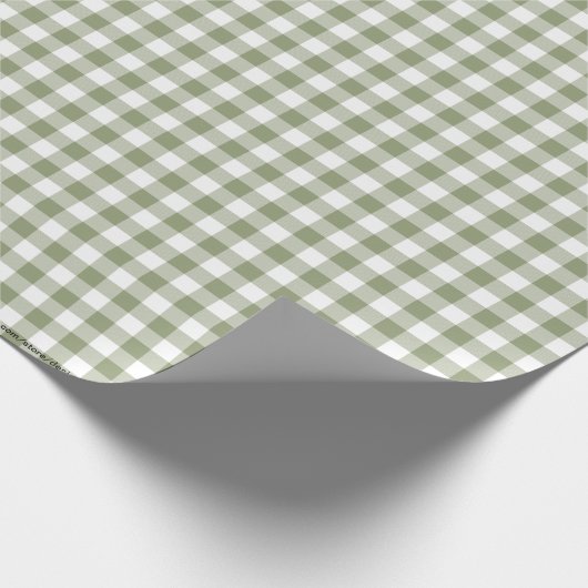 Sage Green Gingham Neutral Elegante Karos Muster Geschenkpapier (Ecke)