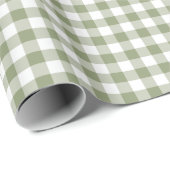 Sage Green Gingham Neutral Elegante Karos Muster Geschenkpapier (Rolleneckpunkt)