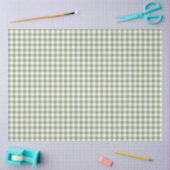 Sage Green Gingham Neutral Elegante Karos Muster Seidenpapier (Basteln)
