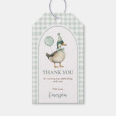 Sage Green Gingham One Lucky Duck Balloon Geburtst Geschenkanhänger (Vorderseite)