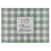 Sage Green Gingham Pattern Bauernhof Kernstück Schneidebrett (Vorderseite)