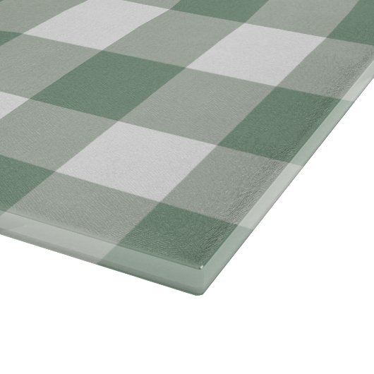 Sage Green Gingham Pattern Bauernhof Kernstück Schneidebrett (Ecke)