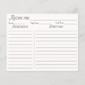 Sage Green Gingham Pattern Farmhouse Rezeptkarte (Vorderseite)