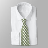 Sage Green Gingham Patterned   Neck Tie Krawatte (Gebunden)