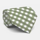 Sage Green Gingham Patterned Neck Tie Krawatte (Gerollt)