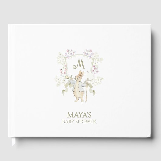 Sage Green Gingham Peter die Rabbit Baby Dusche Gästebuch (Vorderseite)