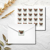 Sage Green Gingham Plaid Photo Christmas Quadratischer Aufkleber