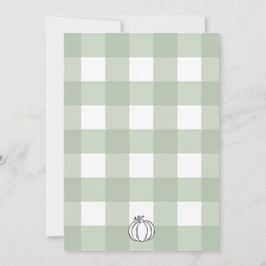 Sage Green Gingham Pumpkin Baby Sprinkle Einladung (Rückseite)