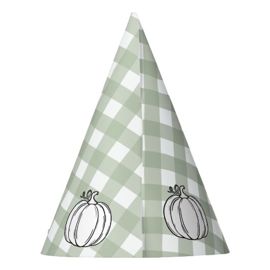 Sage Green Gingham Pumpkin Partyhütchen (Rückseite)